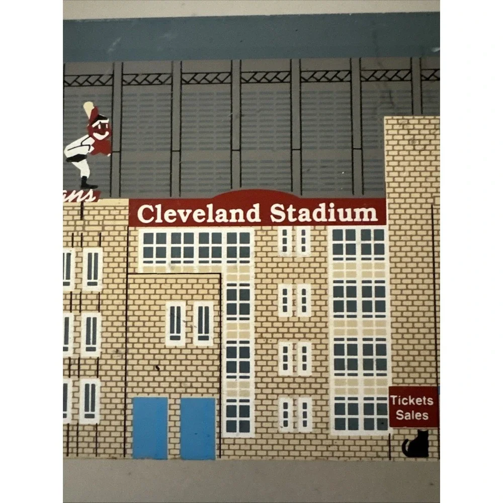 Cats Meow Cleveland Indians Municipal Stadium Wood Signed Shelf Sitter 1994
